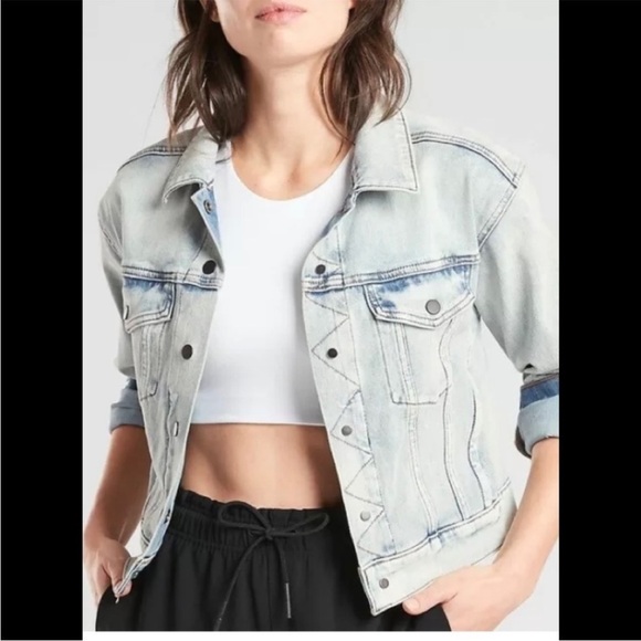 Athleta Double Time Denim Jacket Women’s Small - Picture 1 of 16